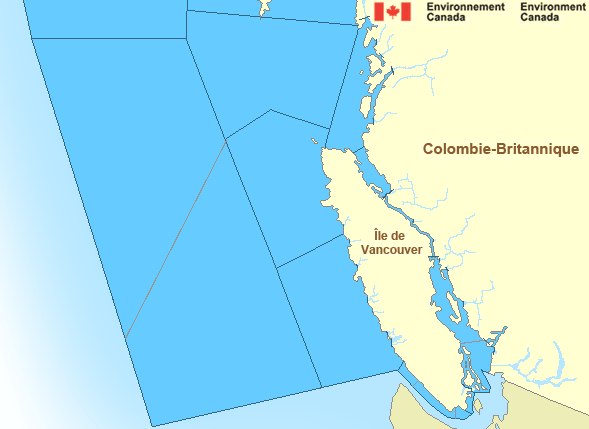 Carte des secteurs maritimes du Pacifique - Côte sud