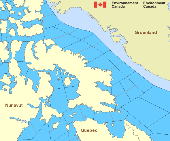 Carte des secteurs maritimes de l'Arctique - Arctique de l'Est
