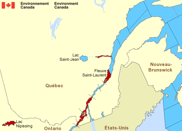 Carte des secteurs maritimes du St-Laurent - Fleuve Saint-Laurent
