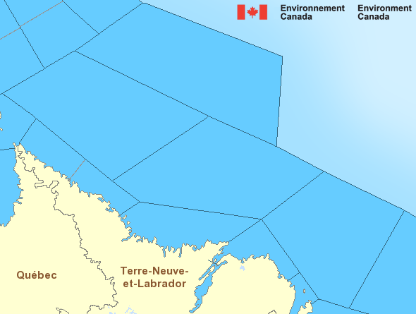 Carte des secteurs maritimes de l'Atlantique - Labrador