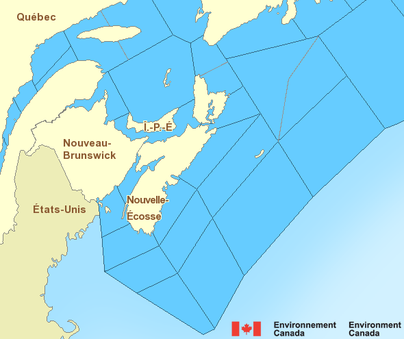 Carte des secteurs maritimes de l'Atlantique - Maritimes