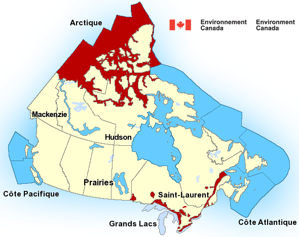 Carte des secteurs de prévisions maritimes Canadiens